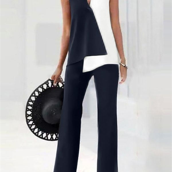women's two piece pants 2pcs summer fashion patchwork urban tracksuit zanzea women sleeveless trouser suits elegant ol pants sets match, White
women's two piece pants 2pcs summer fashion patchwork urban tracksuit zanzea women sleeveless trouser suits elegant ol pants sets match, White