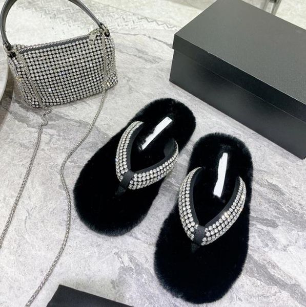 wan diamond wool designer flip-flops slippers fluffy women a wang long hair wearing new version flat toe fuzzy ladies classic comfortable sl, Black
wan diamond wool designer flip-flops slippers fluffy women a wang long hair wearing new version flat toe fuzzy ladies classic comfortable sl, Black