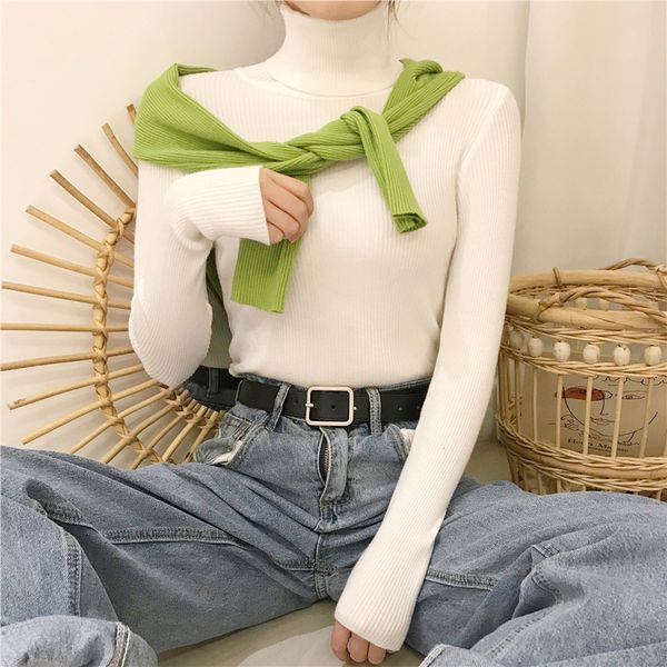 women's knits tees autumn winter thick sweater women knitted ribbed pullover sweater long sleeve turtleneck slim jumper soft warm pull, White
women's knits tees autumn winter thick sweater women knitted ribbed pullover sweater long sleeve turtleneck slim jumper soft warm pull, White