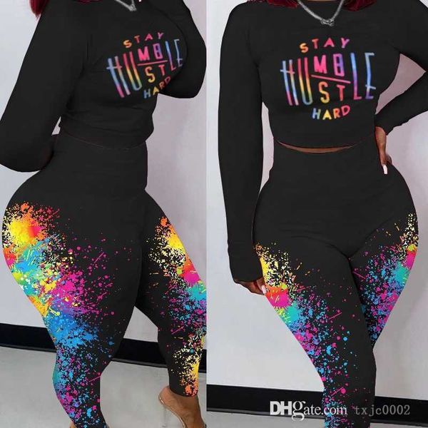 new fall women letter printed two piece pants set fashion long sleeve crop ink splash high waist leggings matching sets, White
new fall women letter printed two piece pants set fashion long sleeve crop ink splash high waist leggings matching sets, White