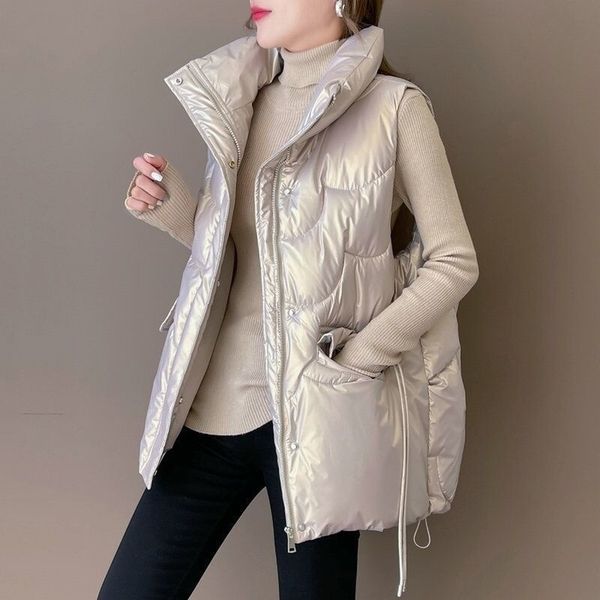 women's vests 0413 winter vest women thick loose shiny surface vest coat female outerwear sleeveless jacket ladies zipper vest waitcoat, Black;white
women's vests 0413 winter vest women thick loose shiny surface vest coat female outerwear sleeveless jacket ladies zipper vest waitcoat, Black;white