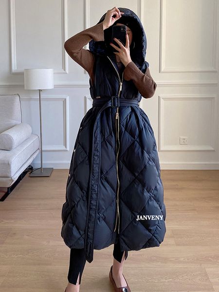 women's vests janveny luxury women down sleeveless vest winter zipper up belted hooded diamond lattice thicken warm puffer waistcoar 22, Black;white
women's vests janveny luxury women down sleeveless vest winter zipper up belted hooded diamond lattice thicken warm puffer waistcoar 22, Black;white