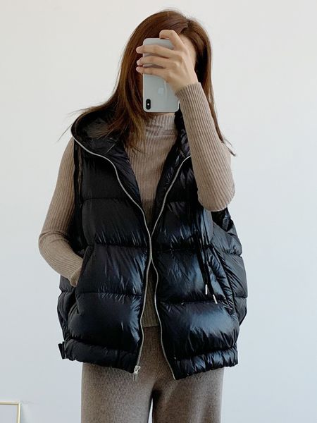 women's vests janveny winter 90 white duck down vest hooded women loose sleeveless waistcoat female zipper puffer gilet fluffy outwear, Black;white
women's vests janveny winter 90 white duck down vest hooded women loose sleeveless waistcoat female zipper puffer gilet fluffy outwear, Black;white