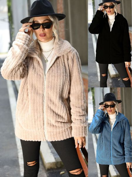 women jacket soft comfortable womens outerwear autumn and winter thick warm women plush coat stripe designer solid collar long sleeve star j, Black;brown
women jacket soft comfortable womens outerwear autumn and winter thick warm women plush coat stripe designer solid collar long sleeve star j, Black;brown