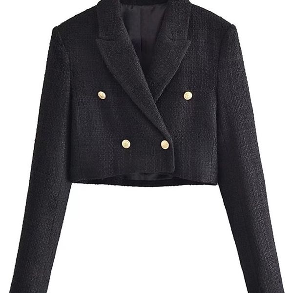 women's suits blazers traf women fashion tweed cropped blazer coat vintage long sleeve front buttons female outerwear chic veste femme, White;black
women's suits blazers traf women fashion tweed cropped blazer coat vintage long sleeve front buttons female outerwear chic veste femme, White;black