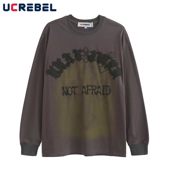 men's t-shirts letter foam print cotton tee mens autumn retro crewneck loose long sleeve t-shirt high street gradient dyed casual men t, White;black
men's t-shirts letter foam print cotton tee mens autumn retro crewneck loose long sleeve t-shirt high street gradient dyed casual men t, White;black