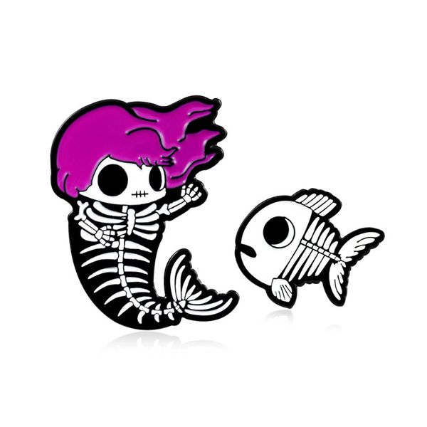 punk cartoon purple hair skull mermaid brooches for women animal badge gun black fish skeleton alloy pins ins couple clothes accessories, Gray
punk cartoon purple hair skull mermaid brooches for women animal badge gun black fish skeleton alloy pins ins couple clothes accessories, Gray