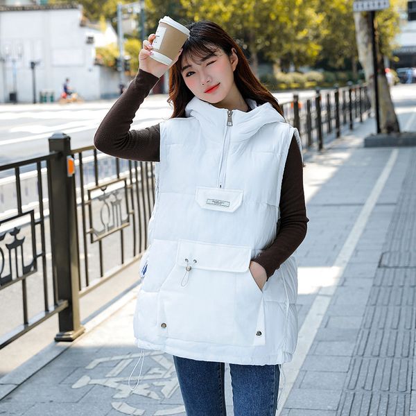 women's vests 0484 down cotton vest front pockets loose vest coat female with hooded loose bodywarmer vest waistcoat zipper autumn wint, Black;white
women's vests 0484 down cotton vest front pockets loose vest coat female with hooded loose bodywarmer vest waistcoat zipper autumn wint, Black;white