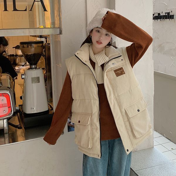 women's vests fashion corduroy cotton vest women's korean version thickened winter fashion tooling vest school extern wear trend, Black;white
women's vests fashion corduroy cotton vest women's korean version thickened winter fashion tooling vest school extern wear trend, Black;white