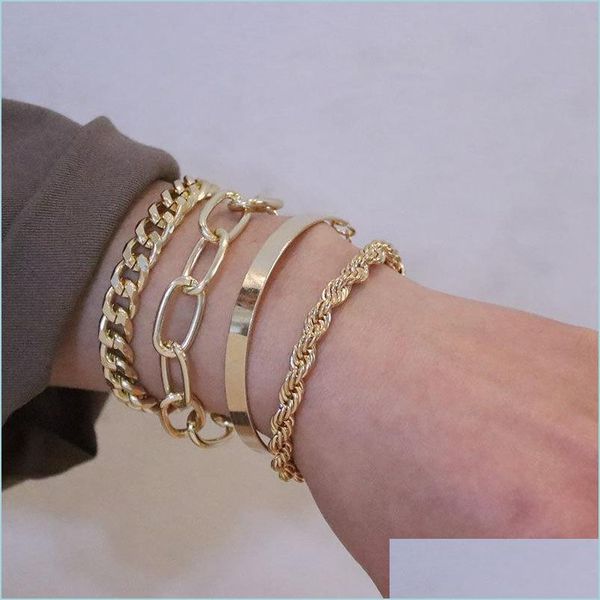 charm bracelets personalized hip hop alloy 4-piece set thick spiral twist chain mix bracelet 476 z2 drop delivery 2021 jewelry bracele dhzjh, Golden;silver 
charm bracelets personalized hip hop alloy 4-piece set thick spiral twist chain mix bracelet 476 z2 drop delivery 2021 jewelry bracele dhzjh, Golden;silver