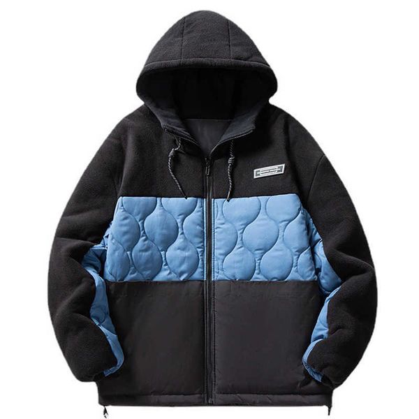 men's down parkas large size fall winter hooded jacket men women color matching parkas hiphop harajuku street loose casual cotton coats, Black
men's down parkas large size fall winter hooded jacket men women color matching parkas hiphop harajuku street loose casual cotton coats, Black