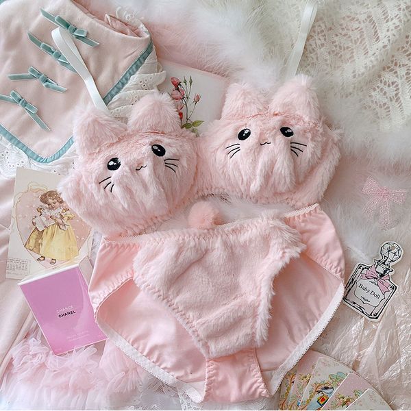 bras sets japanese kawaii soft plush student lingerie cute girl women cartoon embroidery cat bra pink and white no steel ring set 221006, Red;black
bras sets japanese kawaii soft plush student lingerie cute girl women cartoon embroidery cat bra pink and white no steel ring set 221006, Red;black