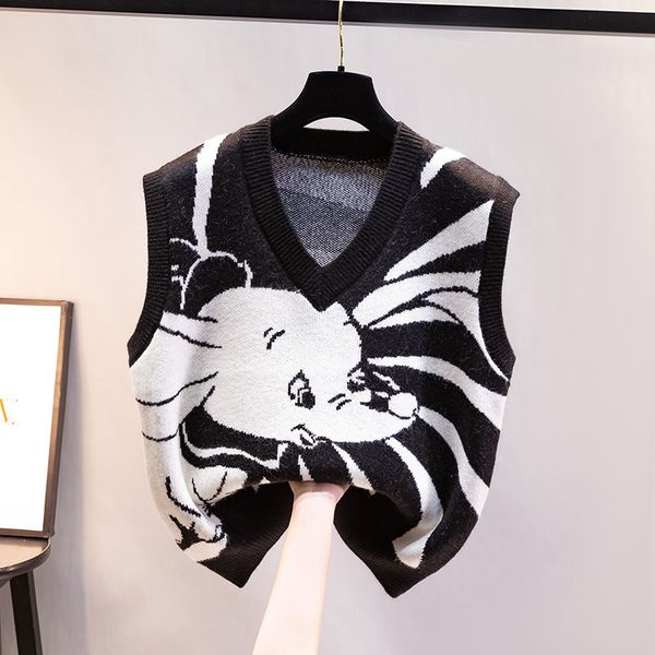 women's vests 3941 black knitted vest women pullovers slim short sweater vest female vneck sleeveless vest woman cartoon warm outerwear, Black;white
women's vests 3941 black knitted vest women pullovers slim short sweater vest female vneck sleeveless vest woman cartoon warm outerwear, Black;white
