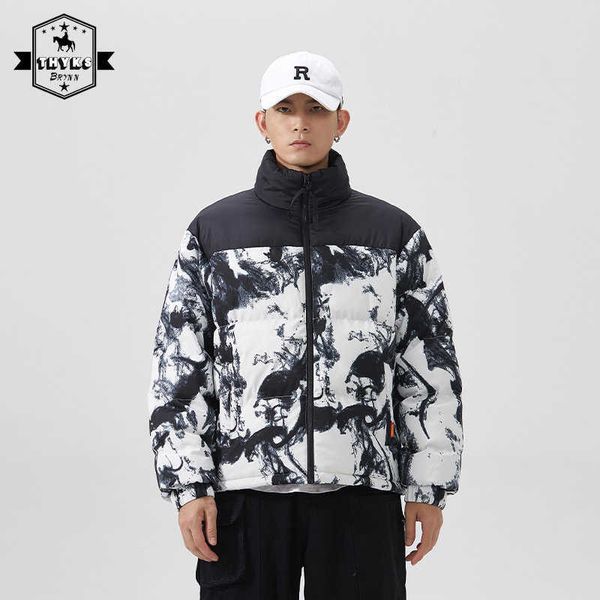 men's down parkas oversized jacket man gothic patchwork stand collar parka winter fashion causal korean jackets loose warmthick couple, Black
men's down parkas oversized jacket man gothic patchwork stand collar parka winter fashion causal korean jackets loose warmthick couple, Black