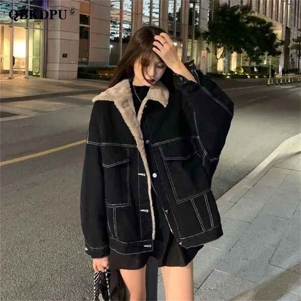 womens jackets autumn winter thick streetwear black plus velvet denim coat women korean oversized jean jacket casual warm loose chaquetas mu, Black;brown
womens jackets autumn winter thick streetwear black plus velvet denim coat women korean oversized jean jacket casual warm loose chaquetas mu, Black;brown