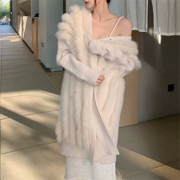 women's fur faux women real knitting oversize loose spring strip sewed together outside decoration lady's fashion sweater coat 221, Black
women's fur faux women real knitting oversize loose spring strip sewed together outside decoration lady's fashion sweater coat 221, Black