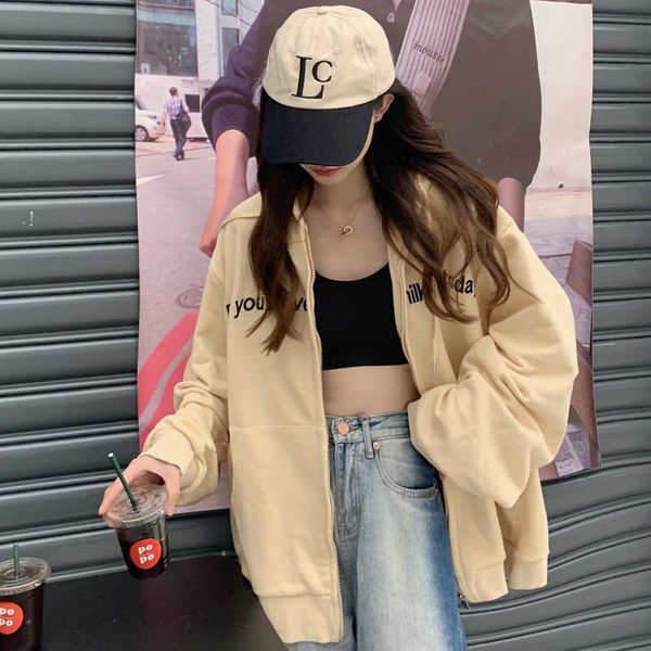 women's e-baihui hooded sweatshirts high street korean fashion hip hop hoodies zip up casual loose chic embroidery letter jacket oversi, Black
women's e-baihui hooded sweatshirts high street korean fashion hip hop hoodies zip up casual loose chic embroidery letter jacket oversi, Black