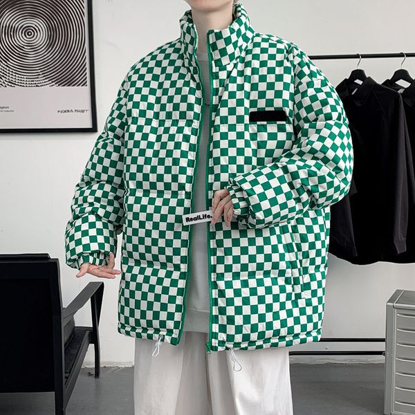 men's down parkas men winter streetwear oversize bubble coat husband retro with contrast warm plaid parkas japanese style plaid puffer, Black
men's down parkas men winter streetwear oversize bubble coat husband retro with contrast warm plaid parkas japanese style plaid puffer, Black