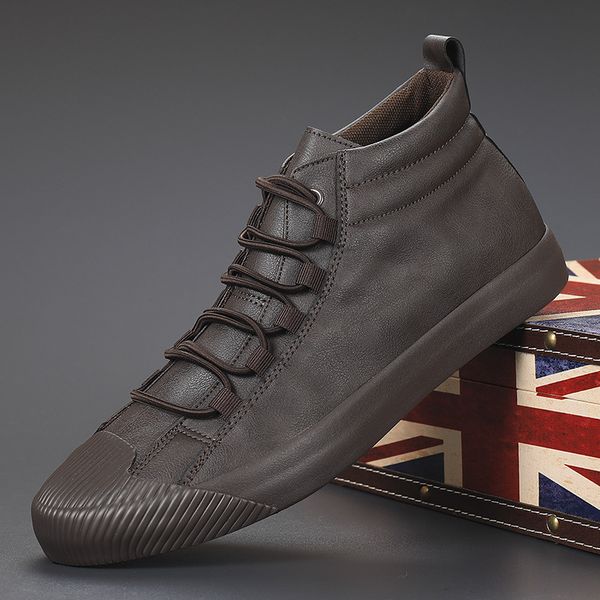 dress shoes spring men casual korean version pu leather vulcanized fashion simplicity lace up high wearable flats 221007, Black
dress shoes spring men casual korean version pu leather vulcanized fashion simplicity lace up high wearable flats 221007, Black