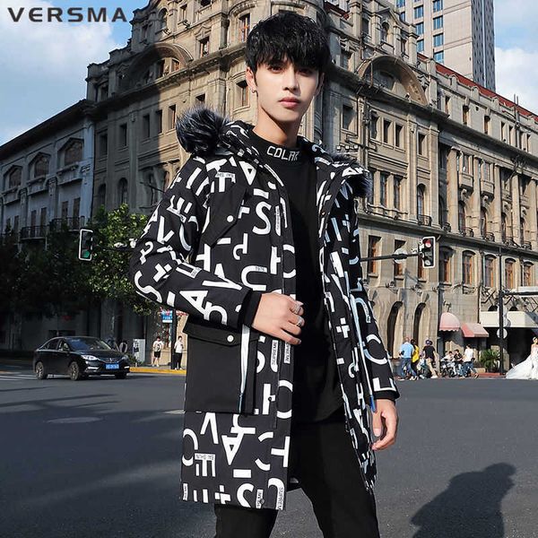 men's down parkas versma korean trendy letter print winter parka men windbreak plus velvet thick warm cotton long jackets coats women d, Black
men's down parkas versma korean trendy letter print winter parka men windbreak plus velvet thick warm cotton long jackets coats women d, Black