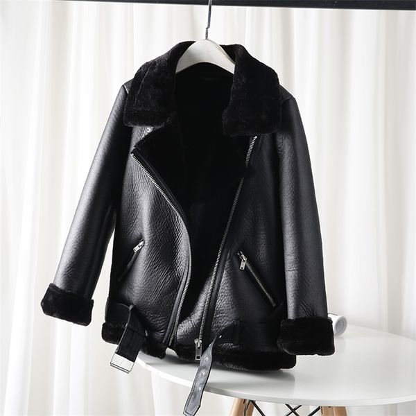 women's fur faux fur the women's jacket with extra thick warm and extra thick lamb feather rider jacket with artificial fur 221006, Black
women's fur faux fur the women's jacket with extra thick warm and extra thick lamb feather rider jacket with artificial fur 221006, Black