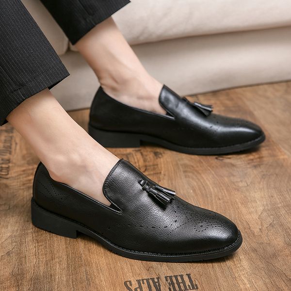 vegan oxford shoes pointed toe tassel carved punch men's one foot stirrup fashion formal casual shoes multiple sizes, Black
vegan oxford shoes pointed toe tassel carved punch men's one foot stirrup fashion formal casual shoes multiple sizes, Black