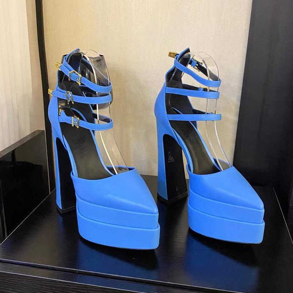 ankle strap buckle decoration shoes blue calf leather platform pumps 15cm sandals women's pointed toe luxury designers dress shoe eveni, Black
ankle strap buckle decoration shoes blue calf leather platform pumps 15cm sandals women's pointed toe luxury designers dress shoe eveni, Black