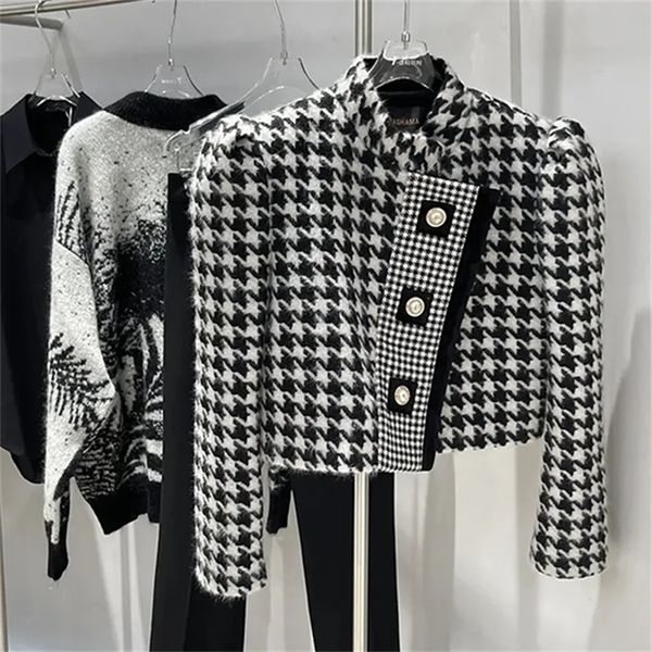 womens jackets fashion designer houndstooth cropped jacket women vintage pearl button luxury brand coat elegant ladies party short outerwear, Black;brown
womens jackets fashion designer houndstooth cropped jacket women vintage pearl button luxury brand coat elegant ladies party short outerwear, Black;brown