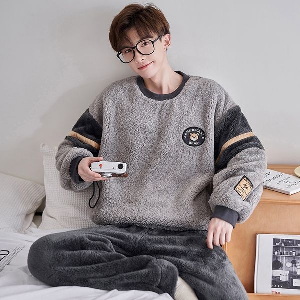 men's sleepwear winter plus size long sleeve thick warm flannel pajama sets men cute cartoon coral velvet pyjama homewear clothes 22100, Black;brown
men's sleepwear winter plus size long sleeve thick warm flannel pajama sets men cute cartoon coral velvet pyjama homewear clothes 22100, Black;brown
