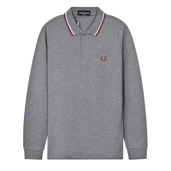 men's polos wheat embroidery lapel longsleeved polo shirt men's longsleeved shirt men's shirt tshirt 221006, White;black