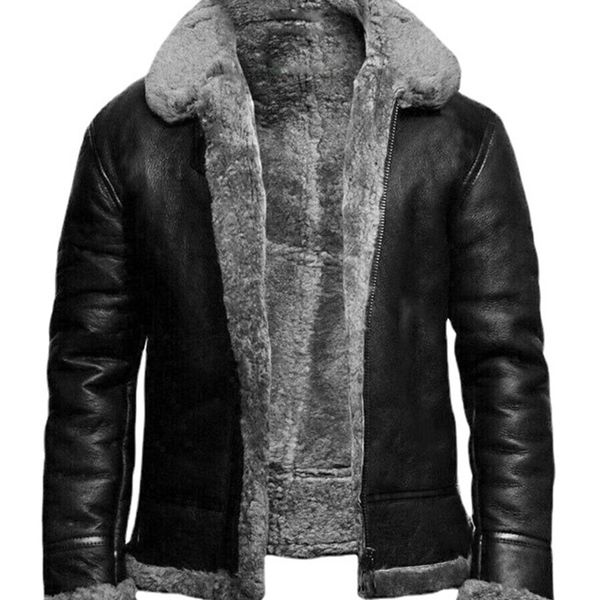 men's leather faux leather pfhq autumn winter men's jacket faux fur shearling coat stylish leather causal elegant wool liner pu cl, Black
men's leather faux leather pfhq autumn winter men's jacket faux fur shearling coat stylish leather causal elegant wool liner pu cl, Black