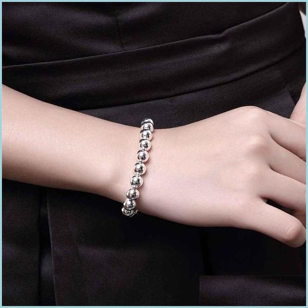 link chain chains 925 sterling sier 8mm round ball bead bracelets fashion costume women/men jewelry drop delivery 2021 lulubaby dhzxj, Black
link chain chains 925 sterling sier 8mm round ball bead bracelets fashion costume women/men jewelry drop delivery 2021 lulubaby dhzxj, Black