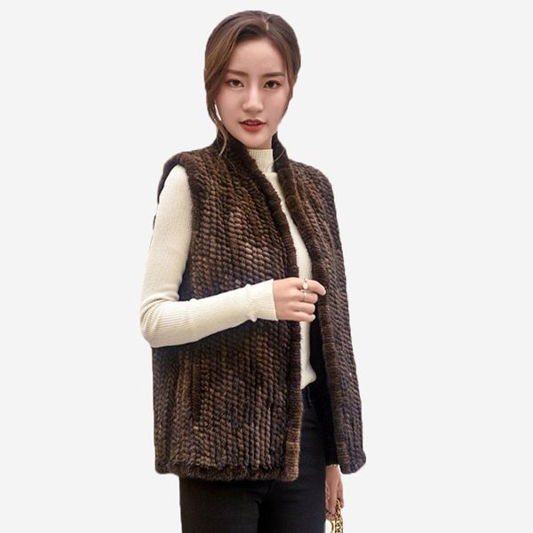 women's fur faux 100 natural real mink vest russia lady fashion casual coat women hand knitted genuine sleeveless coats 221006, Black
women's fur faux 100 natural real mink vest russia lady fashion casual coat women hand knitted genuine sleeveless coats 221006, Black