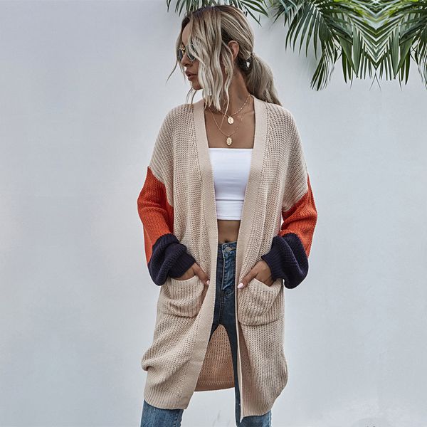 women's knits tees ladies patchwork full sleeve knittwear casual long cardigans women sweater female loose thin knitted coat women card, White
women's knits tees ladies patchwork full sleeve knittwear casual long cardigans women sweater female loose thin knitted coat women card, White