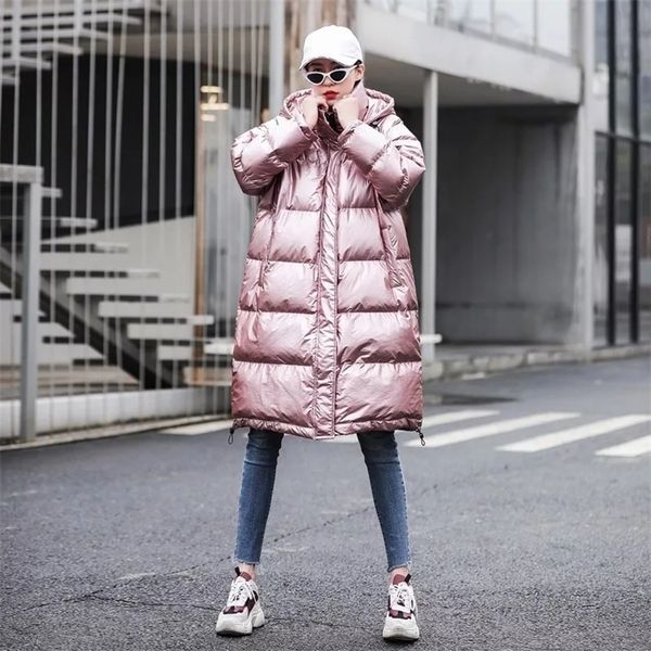 women's down parkas fashion pink glossy down padded parka long winter warm jacket women thick hooded oversized loose cotton coat female, Black
women's down parkas fashion pink glossy down padded parka long winter warm jacket women thick hooded oversized loose cotton coat female, Black