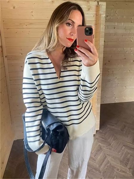 women's knits tees ladies brand autumn winter sweater women striped loose warm soft pullover casual knitted jumper chic women sweater f, White
women's knits tees ladies brand autumn winter sweater women striped loose warm soft pullover casual knitted jumper chic women sweater f, White