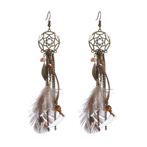 bohemian dream catcher feather dangle earrings for women indian jewelry long tassel pendant earrings, Silver
bohemian dream catcher feather dangle earrings for women indian jewelry long tassel pendant earrings, Silver