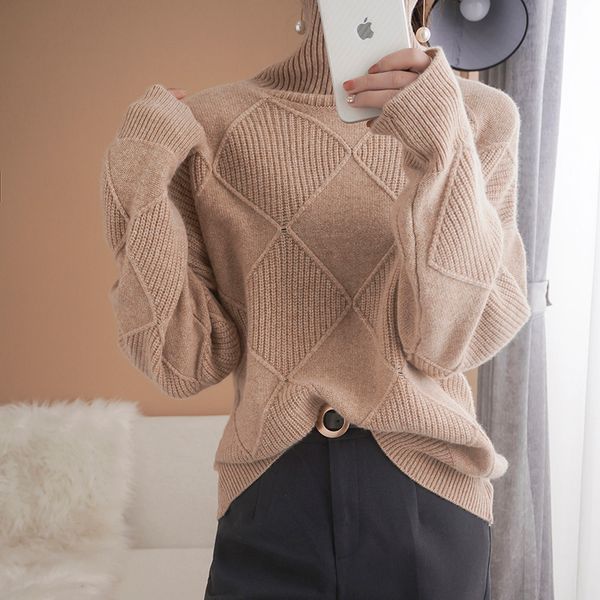 women's knits tees autumn and winter 100 pure wool sweater women's high collar wool loose pullover lazy wind sweater large size wa, White
women's knits tees autumn and winter 100 pure wool sweater women's high collar wool loose pullover lazy wind sweater large size wa, White