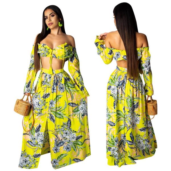 floral print women two piece set dress lace up off shoulder long sleeve crop maxi skirt summer beach dresses260q, White
floral print women two piece set dress lace up off shoulder long sleeve crop maxi skirt summer beach dresses260q, White