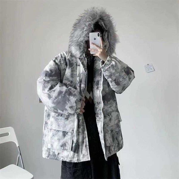 men's down parkas winter gradient jacket men fur collar hooded parkas male tie dye fashion outwear cotton coat loose thickened warm cou, Black
men's down parkas winter gradient jacket men fur collar hooded parkas male tie dye fashion outwear cotton coat loose thickened warm cou, Black