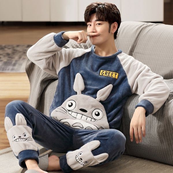 men's sleepwear winter plus size long sleeve thick warm flannel pajama set for men cute cartoon suit pyjama male homewear clothes 22100, Black;brown
men's sleepwear winter plus size long sleeve thick warm flannel pajama set for men cute cartoon suit pyjama male homewear clothes 22100, Black;brown