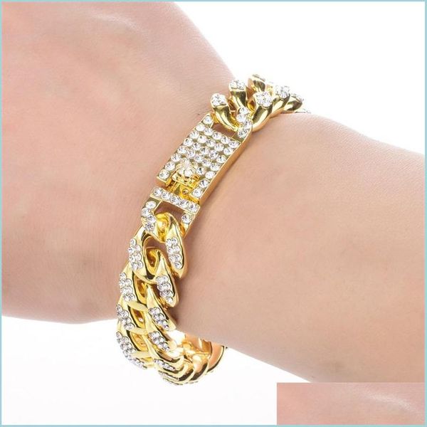 link chain mens bracelet hip hop miami cuban link gold sier color iced out paved rhinestones male wristband street jewelry 106 u2 dr dhauf, Black
link chain mens bracelet hip hop miami cuban link gold sier color iced out paved rhinestones male wristband street jewelry 106 u2 dr dhauf, Black