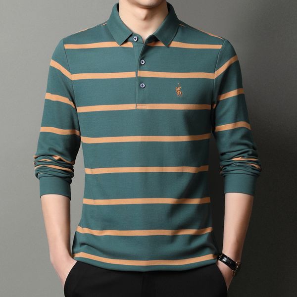 men's polos high end striped fashion male polo shirt lapel men's clothing casual long sleeve soft classic designer tshirts 221006, White;black
men's polos high end striped fashion male polo shirt lapel men's clothing casual long sleeve soft classic designer tshirts 221006, White;black