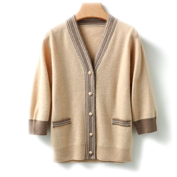 women's knits tees spring and autumn pure cashmere cardigan sweater women casual loose warm splicing knit jacket vneck long sleeve outs, White
women's knits tees spring and autumn pure cashmere cardigan sweater women casual loose warm splicing knit jacket vneck long sleeve outs, White