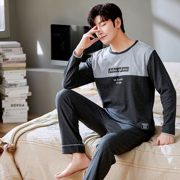 men's sleepwear 100 cotton men pajama sets plus size 3xl causal loose long sleeve pants letter print patchwork lounge set male pajamas, Black;brown
men's sleepwear 100 cotton men pajama sets plus size 3xl causal loose long sleeve pants letter print patchwork lounge set male pajamas, Black;brown