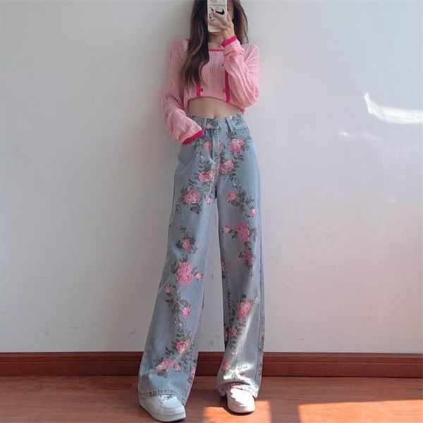 women's jeans denim pants for women loose straight vintage wide leg korean high waist y2k printed trend 221007, Blue
women's jeans denim pants for women loose straight vintage wide leg korean high waist y2k printed trend 221007, Blue