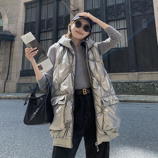 women's vests hooded women's sleeveless jacket zipper loose ladies waistcoat pockets solid quilted casual winter female puffer ves, Black;white
women's vests hooded women's sleeveless jacket zipper loose ladies waistcoat pockets solid quilted casual winter female puffer ves, Black;white
