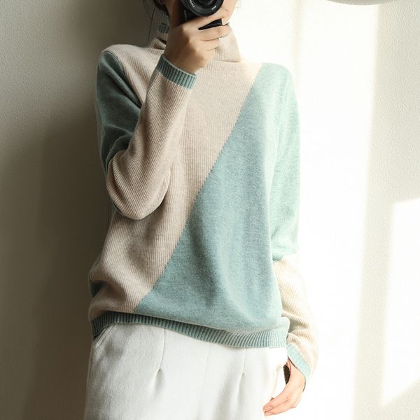 women's knits tees style 100 pure wool sweater woman high neck striped pullover fashion knitted warm sweater autumn winter 221007, White
women's knits tees style 100 pure wool sweater woman high neck striped pullover fashion knitted warm sweater autumn winter 221007, White