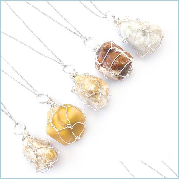 pendant necklaces irregar natural original stone agat wirt wrap necklace womens fashion party club decor sier chain jewelry 1218 b3 d dh6nt, Silver
pendant necklaces irregar natural original stone agat wirt wrap necklace womens fashion party club decor sier chain jewelry 1218 b3 d dh6nt, Silver