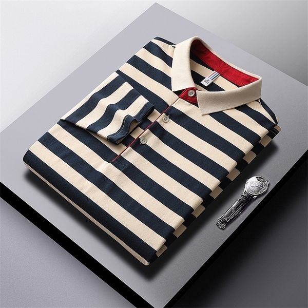 men's polos style striped brand fashion polo shirts long sleeve men's spring autumn cotton breathable tee oversize 4xl 221006, White;black
men's polos style striped brand fashion polo shirts long sleeve men's spring autumn cotton breathable tee oversize 4xl 221006, White;black